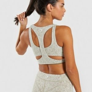 Gymshark Khaki Fleur Texture Sports Bra